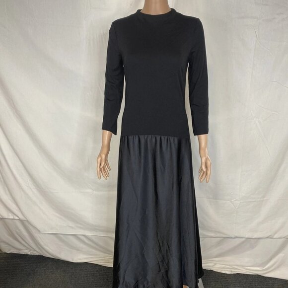 Imperial Women's Maxi Dress Size M | Mixed Fabric Long Sleeve Dress – Black - Picture 1 of 10